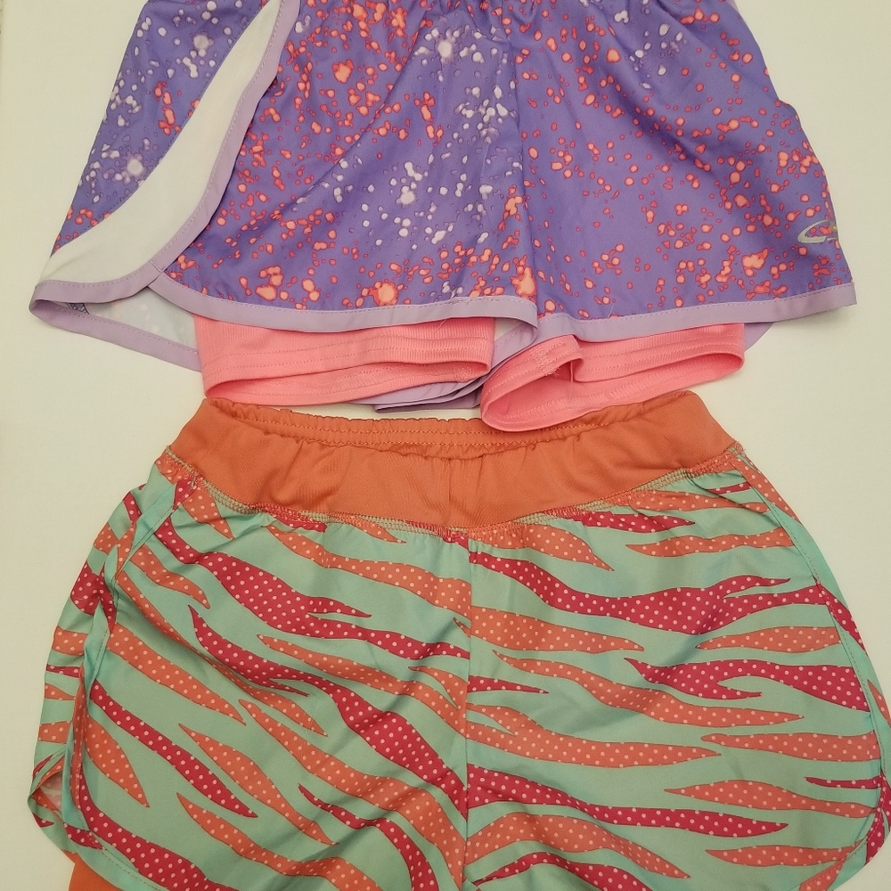 Champion and danskin shorts, spandex underneath